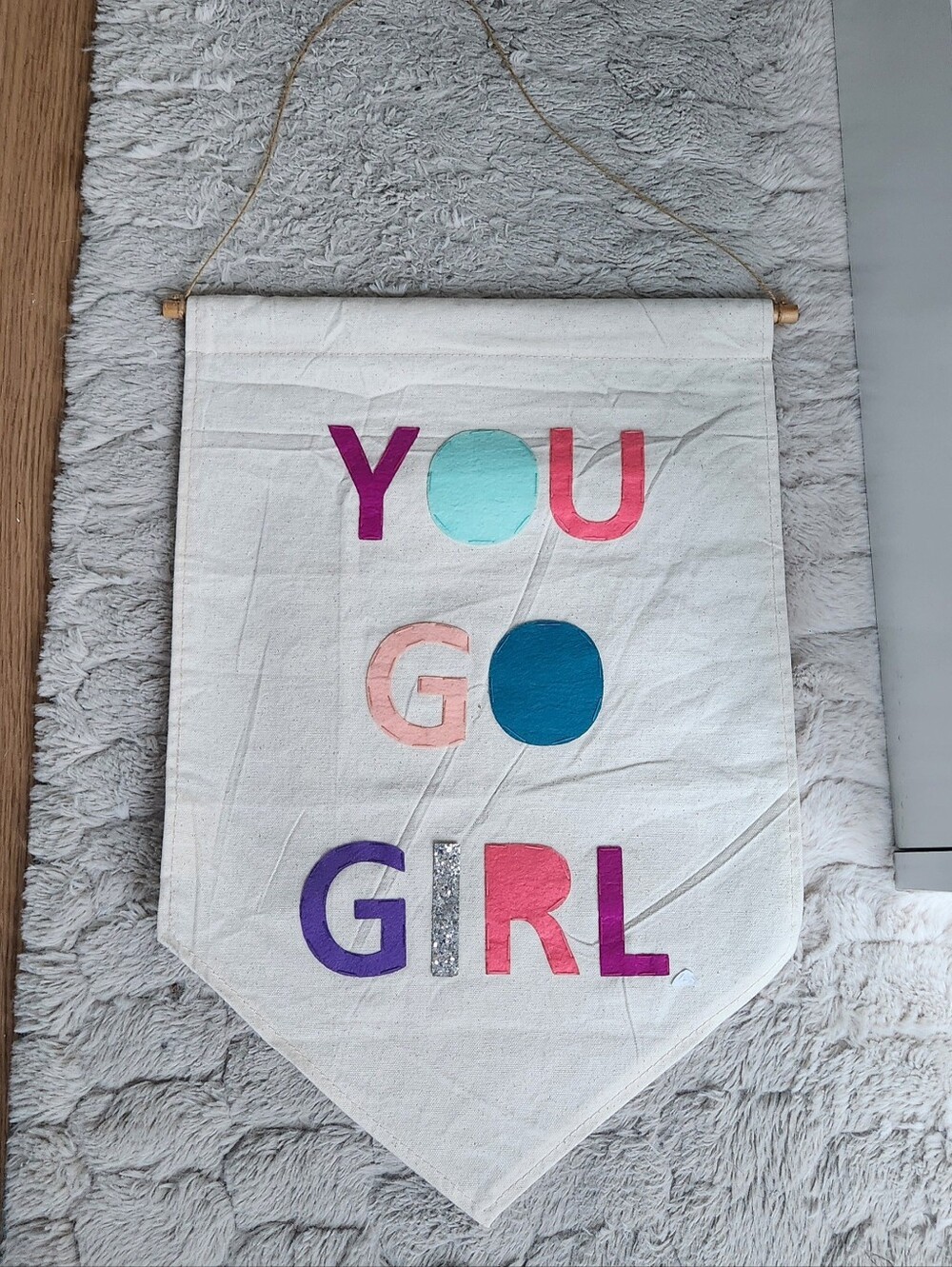 You Go Girl Colorful Linen Wall Banner - Land Of Nod